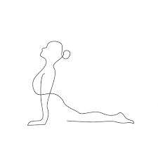 a line drawing of a person doing yoga