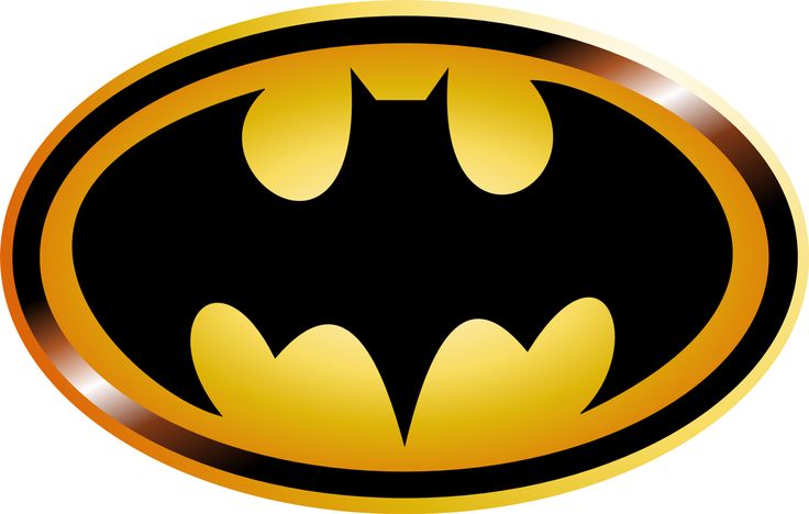 the batman symbol is shown in gold and black