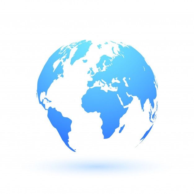 a blue earth globe on a white background