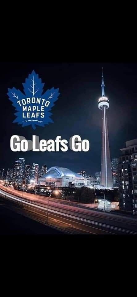 an advertisement for toronto leafs go leaf's go with the skyline in the background