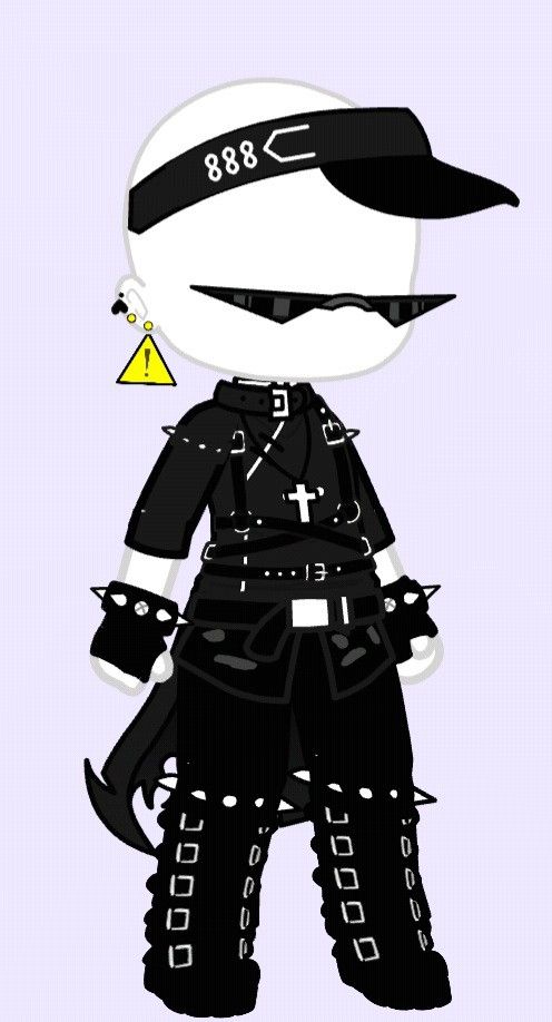 an image of a cartoon character in black and white clothing with chains around his ankles