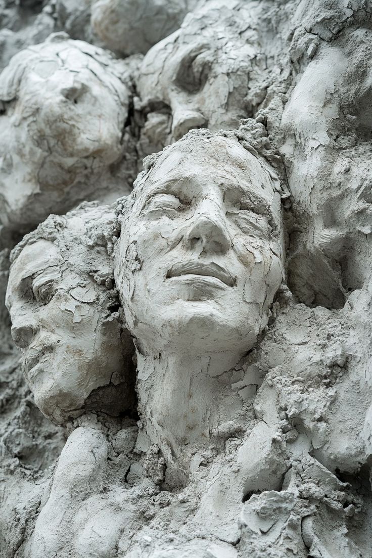 there is a sand sculpture made to look like a woman's face and head