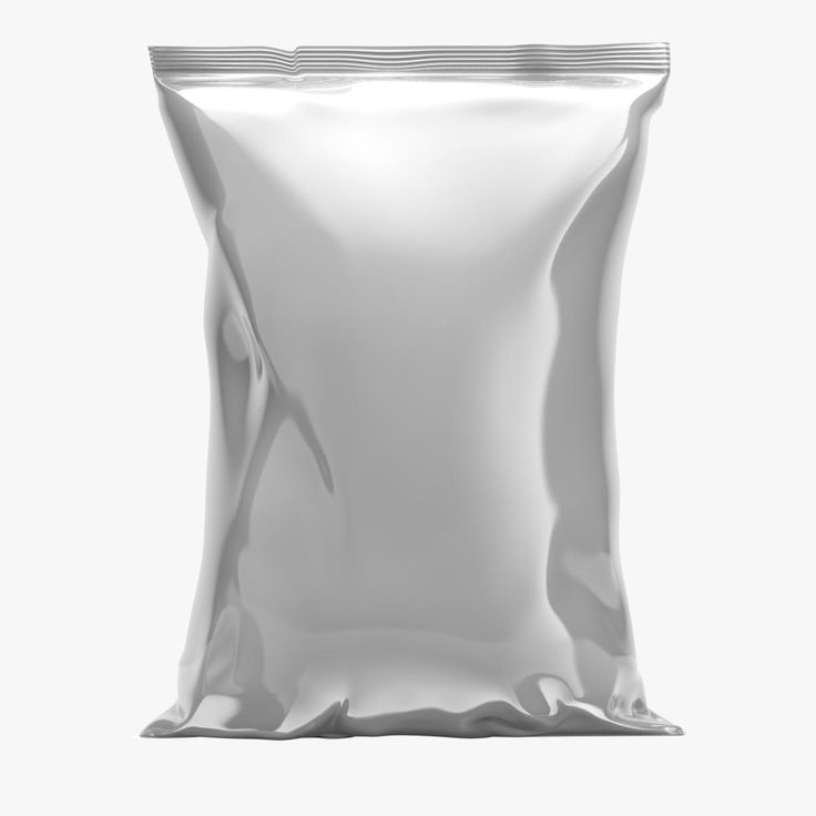 a white plastic bag with no lid on a white background, it is empty and ready to be put into the package