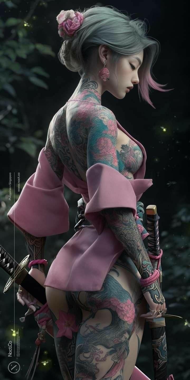 Female Samurai, Geisha Art, Samurai Art, Female Tattoo, Female Character Design, Digital Art Girl, Fantasy Character Design, Female Art, Cyberpunk