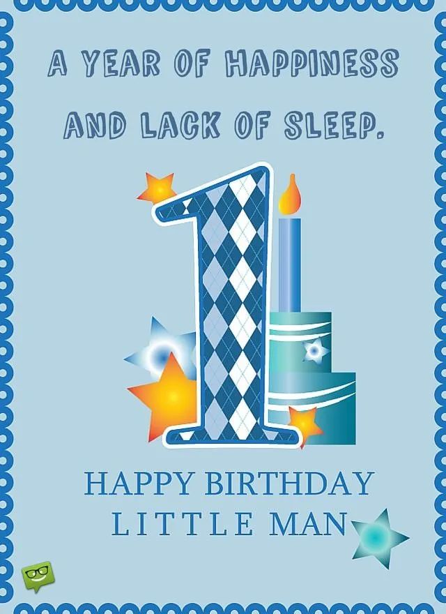 a birthday card for a little man with a blue and white checkered number one