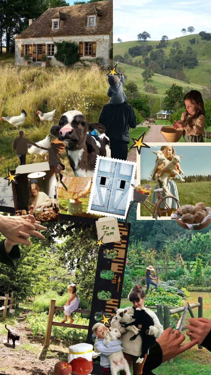 a collage of pictures with people and animals in the middle one is holding a dog