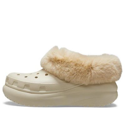 Crocs Furever Crush Shoe Clogs 'Bone' 208446-2Y2 Crush Crocs, Crocs With Fur, Crocs Store, People Clothes, Womens Mules, Black Friday Shopping, Clogs Shoes, Stylish Sneakers, Mule Clogs