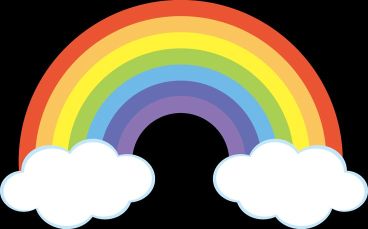 a rainbow with clouds in the sky and one cloud is above it, as well as another