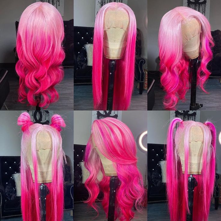 Lace Front Wig Virgin Human Hair Pink Ombre 150%Density 16" Wave Light, Ombre Lace Front, Wig Ideas, Ombre Lace, Pink Wig, Red Wigs, Beautiful Wigs, Best Wigs, Human Virgin Hair