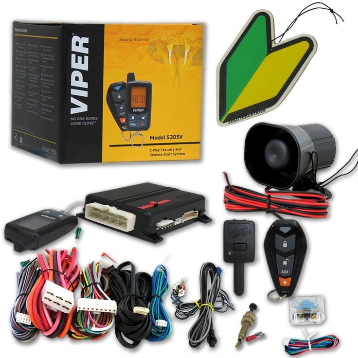 the car alarm system includes two remote controls and several other accessories, including an electronic device