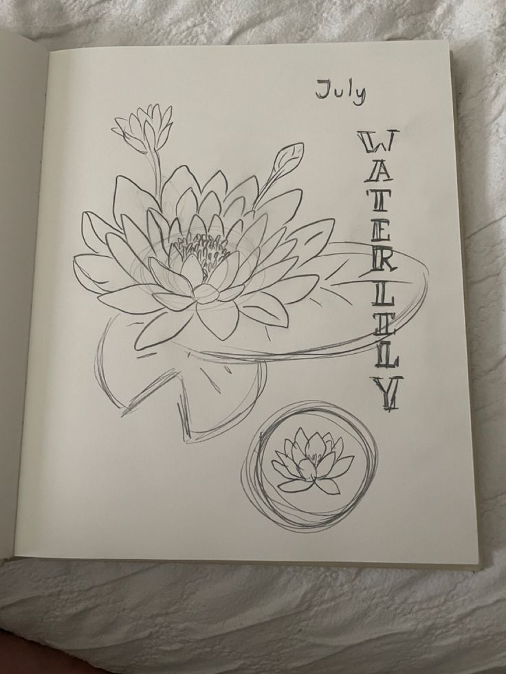 an open book with waterlily written on it