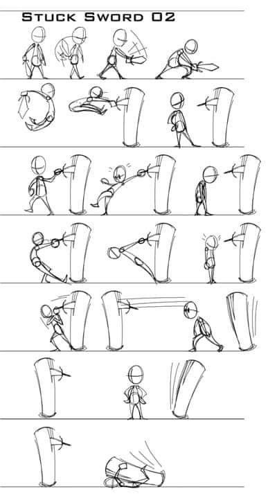 the instructions for how to draw cartoon characters in various poses and postures, with text below