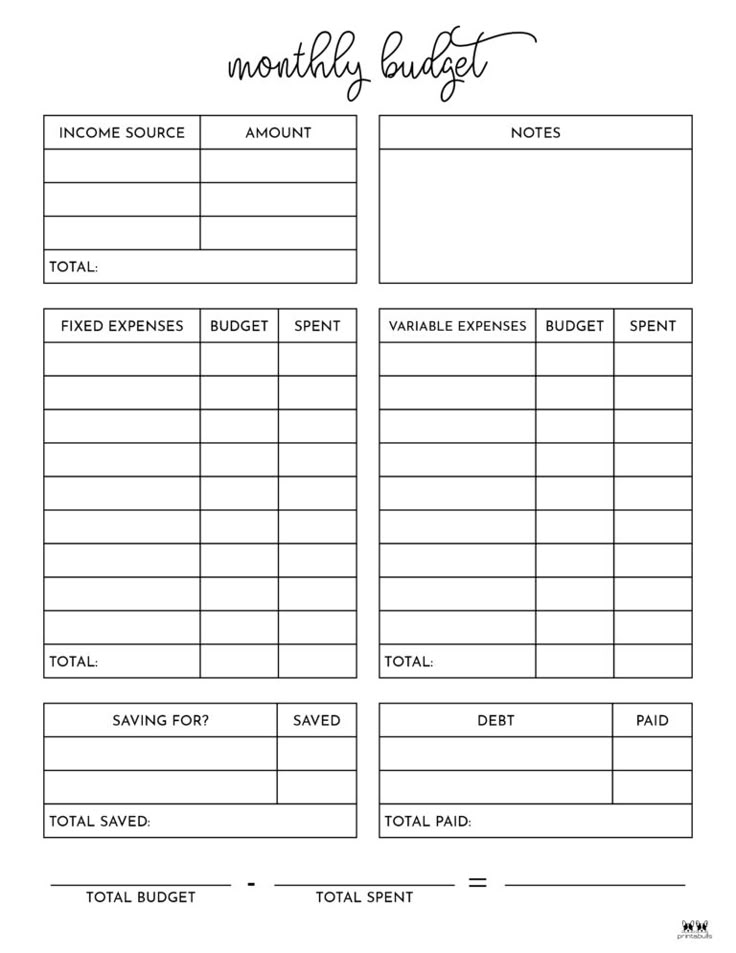 a printable budget sheet with the words,'money budget'in cursive writing