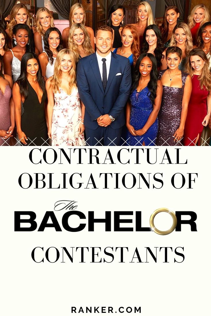 the bachelor contestants are posing in front of a fence with text that reads, contactal ob