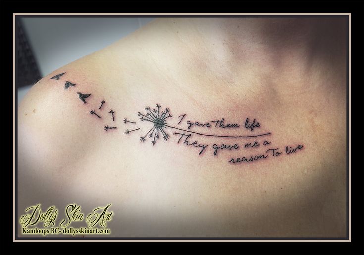 a woman's chest with a dandelion tattoo that reads, good times like they