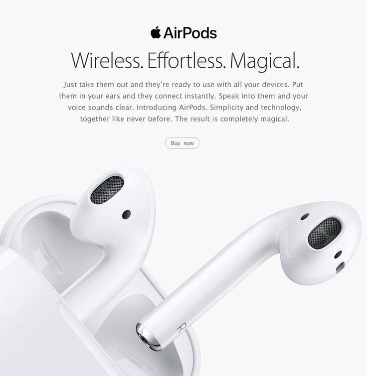 an advertisement for the new airpods, with two headsets attached to each ear