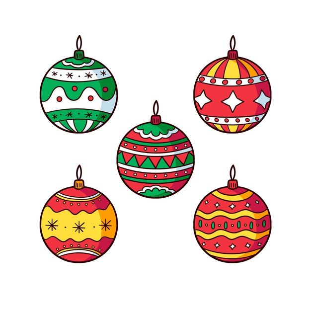 four christmas ornaments with different designs on them