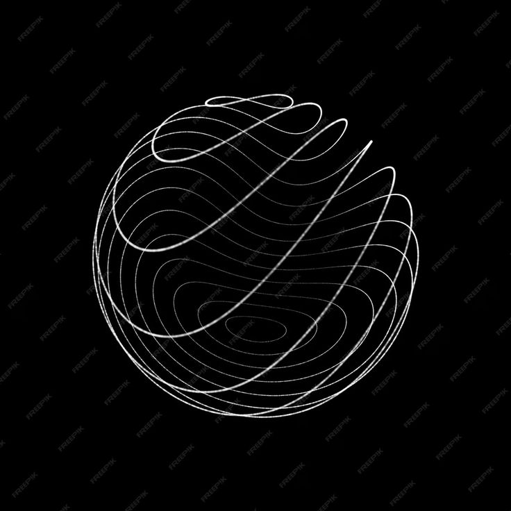 a black and white photo with lines in the shape of a ball on a dark background