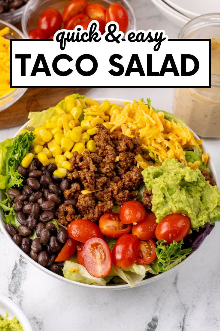 taco salad in a bowl with the title overlay