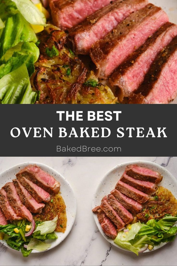 the best oven baked steak served with lettuce and salad