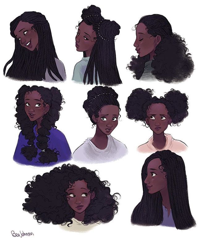 six black women with different hair styles