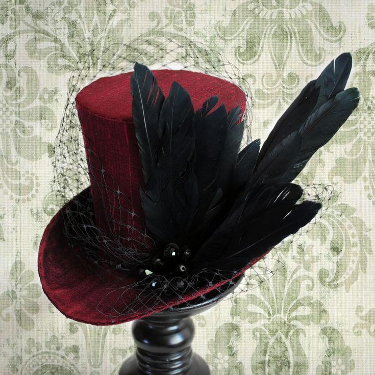 Gothic Top Hat, Top Hat With Veil, Gothic High Crown Halloween Hat, Halloween Fantasy Costume Hat With High Crown, Gothic Costume Accessories For Carnival, Steampunk Headpiece For Halloween Costume, Mini Top Hats, Gothic Top Hat For Halloween, Gothic Costume Hats And Headpieces For Alternative Fashion