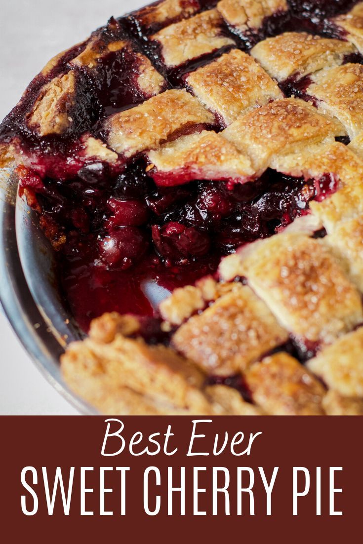 the best ever sweet cherry pie is ready to be eaten and served for breakfast or dessert