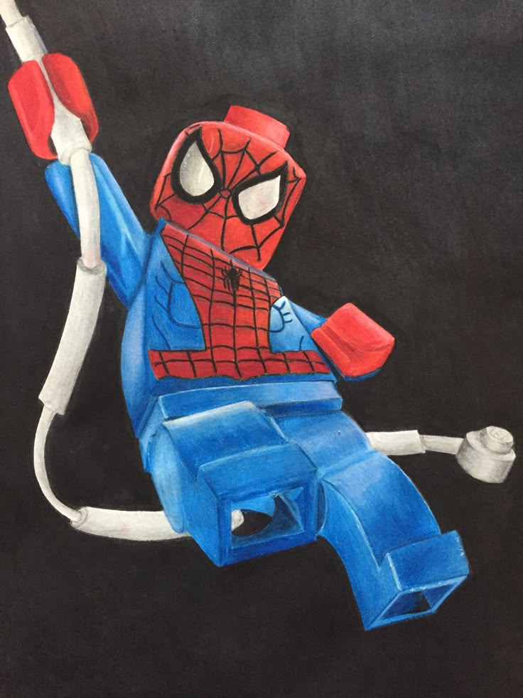 a drawing of a spider - man sitting on top of a chair