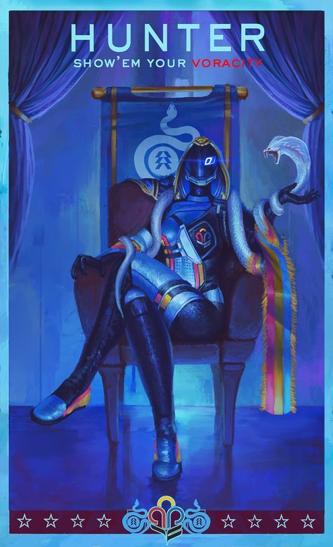 a painting of a person sitting in a chair with the words hunter show'em your vodant on it