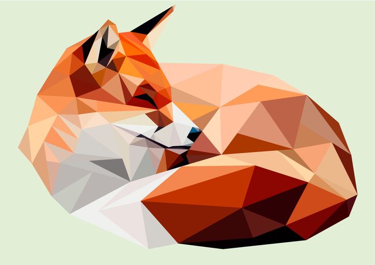 an abstract fox is depicted in this low poly art work, which looks like it has been made out of geometric shapes