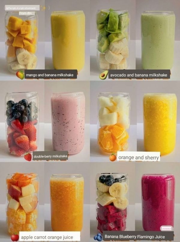 there are many different types of smoothies in jars