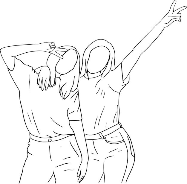 two people are standing in the air with their arms outstretched