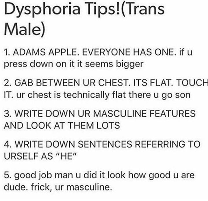 the instructions for how to use dyspheria tips transs male on an iphone