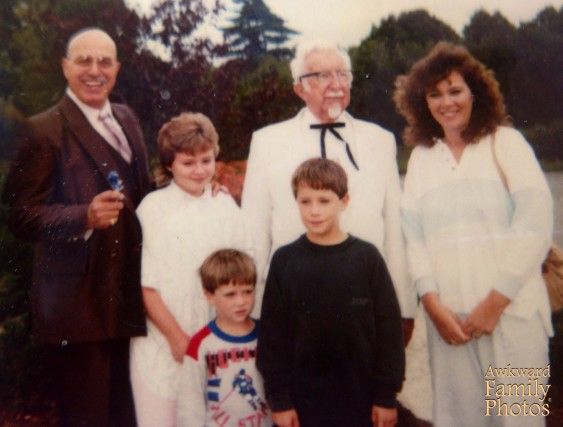 an older man and two young boys are posing for a photo with their grandfathers