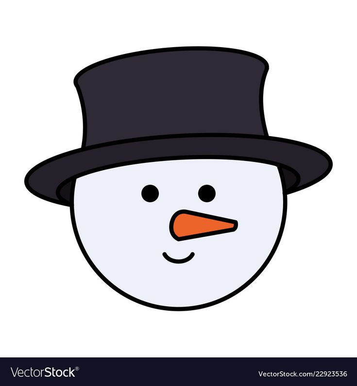 a snowman wearing a black hat and a top hat with an orange beak on his head