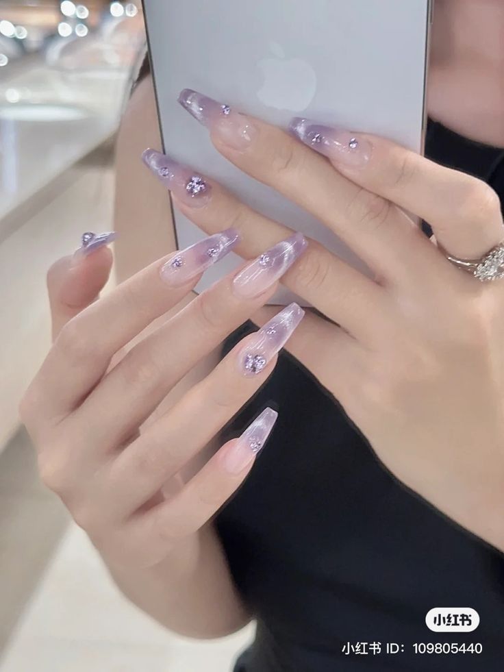 Purple Nails Designs, Aesthetic Christmas Nails, 30 Aesthetic, Lilac Nails, Nail Painting, Asian Nails, Hippie Nails, Purple Nail Designs, Lavender Nails