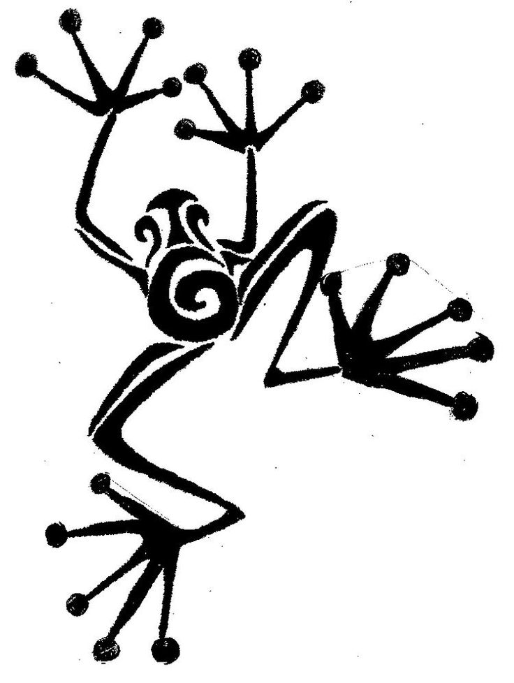 a black and white drawing of a frog