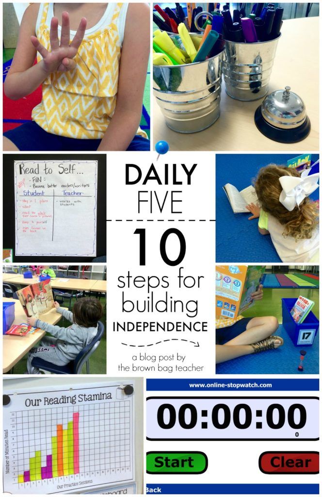 a collage of pictures with the words daily five steps for building independence