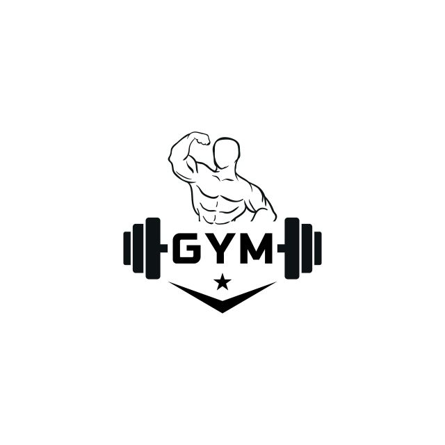 the logo for gym with a hand holding a barbell