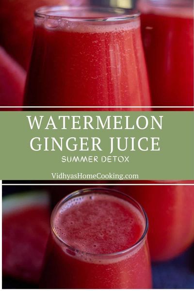 watermelon ginger juice is in a glass next to some sliced watermelon