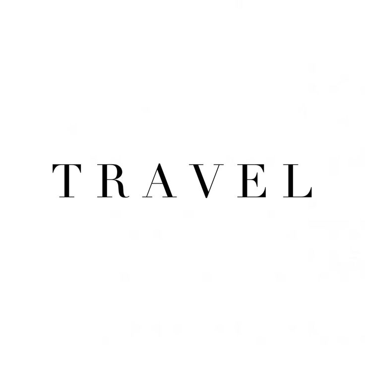 the word travel is written in black on a white background