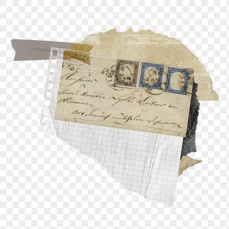 an old envelope with stamps on it and torn off paper, hd png clipart