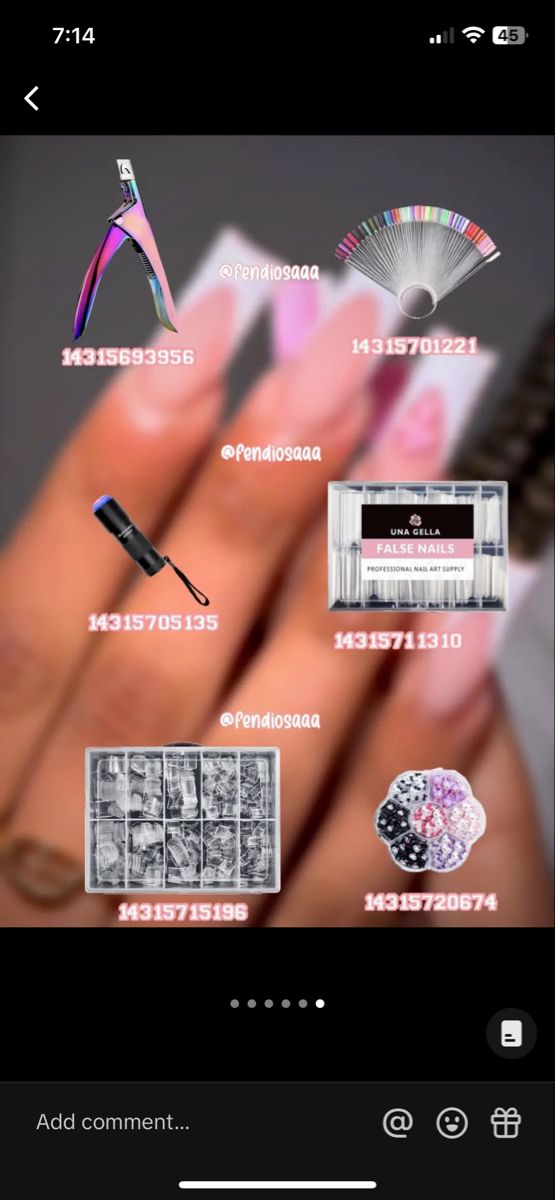 an image of someone's hand with different nail polishes and accessories on it