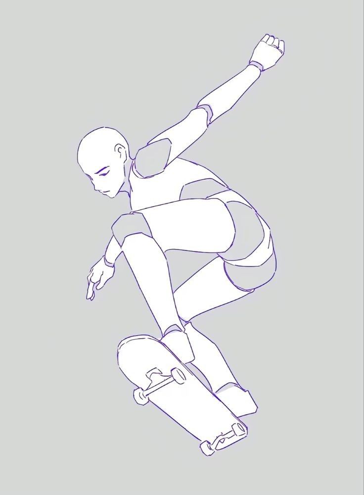 a drawing of a skateboarder doing a trick