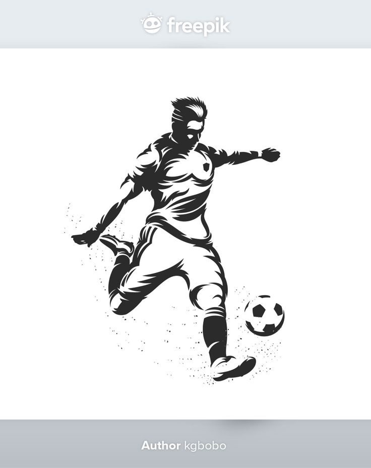 a man kicking a soccer ball with his foot in the air, silhouetted against a white