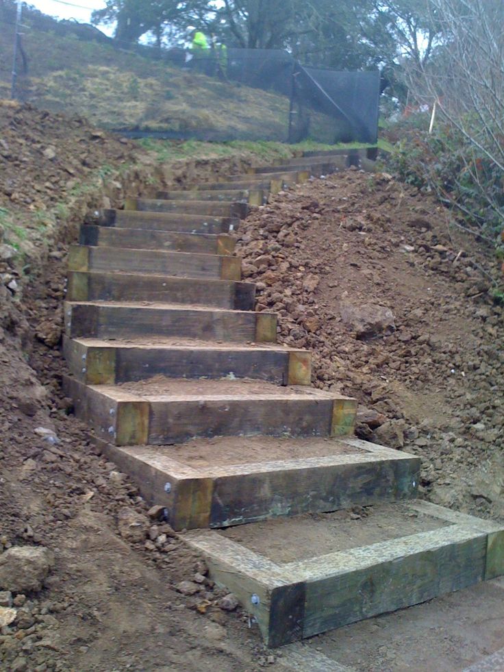 there are many steps going up the hill