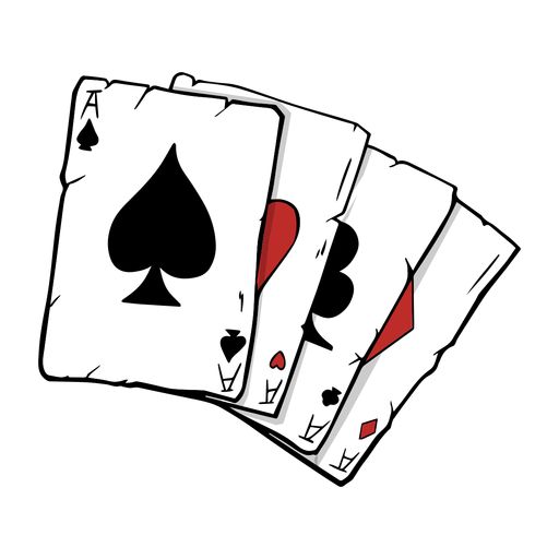 four playing cards with one ace and the other spades on each card, in black and white