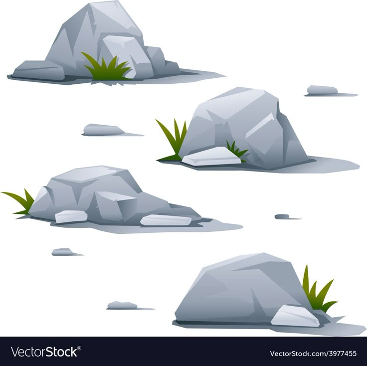 three rocks with grass growing out of them