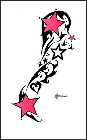 a tattoo design with stars and swirls