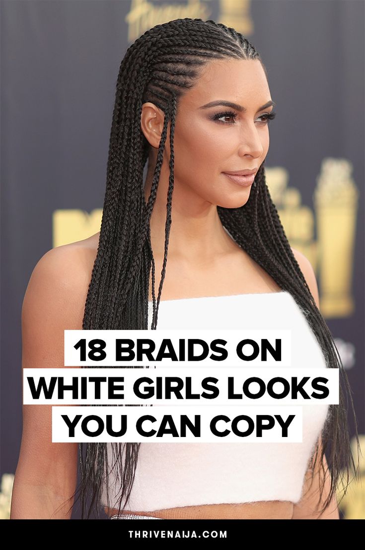 You want proof that white girls look good on braids? See Kim Kardashian and 17 others! Braids For Blondes, Full Braids For Long Hair, 90s Braids Hairstyles White, White With Braids, White Hair Cornrows, Make Up With Braids, Kim Braids, Box Braids White Hair, Braids For Light Skinned Women